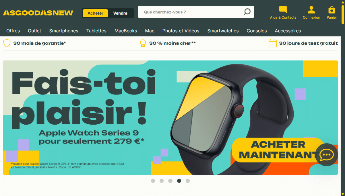 Page d'accueil d'As Good As New