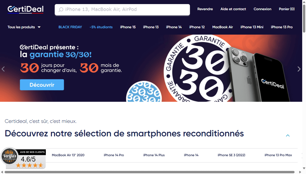 Page d'accueil de Certideal