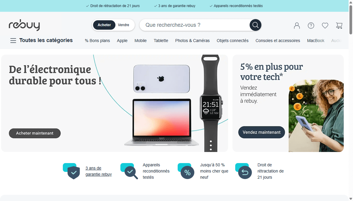 Page d'accueil de Rebuy