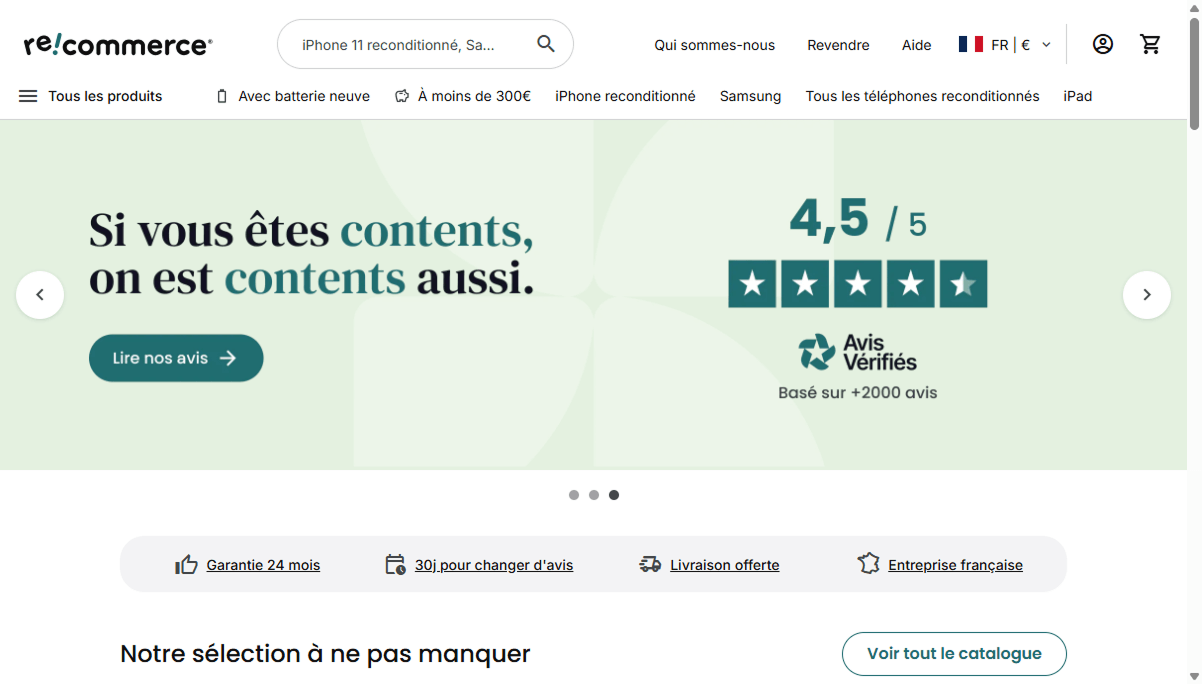 Page d'accueil de Recommerce.com