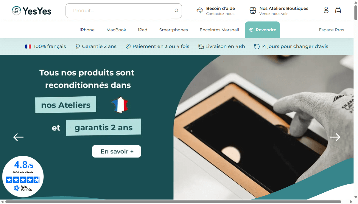 Page d'accueil de YesYes