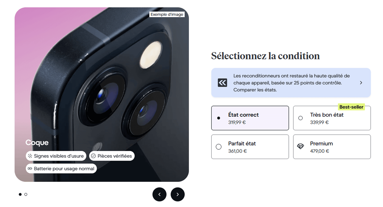 Etat des produits sur Back Market