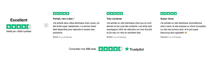Quelques avis client à propos de Loewi postés sur Trustpilot