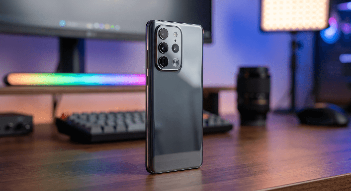 Bannière promotionnelle du OnePlus 13 mettant en avant son design premium et ses performances