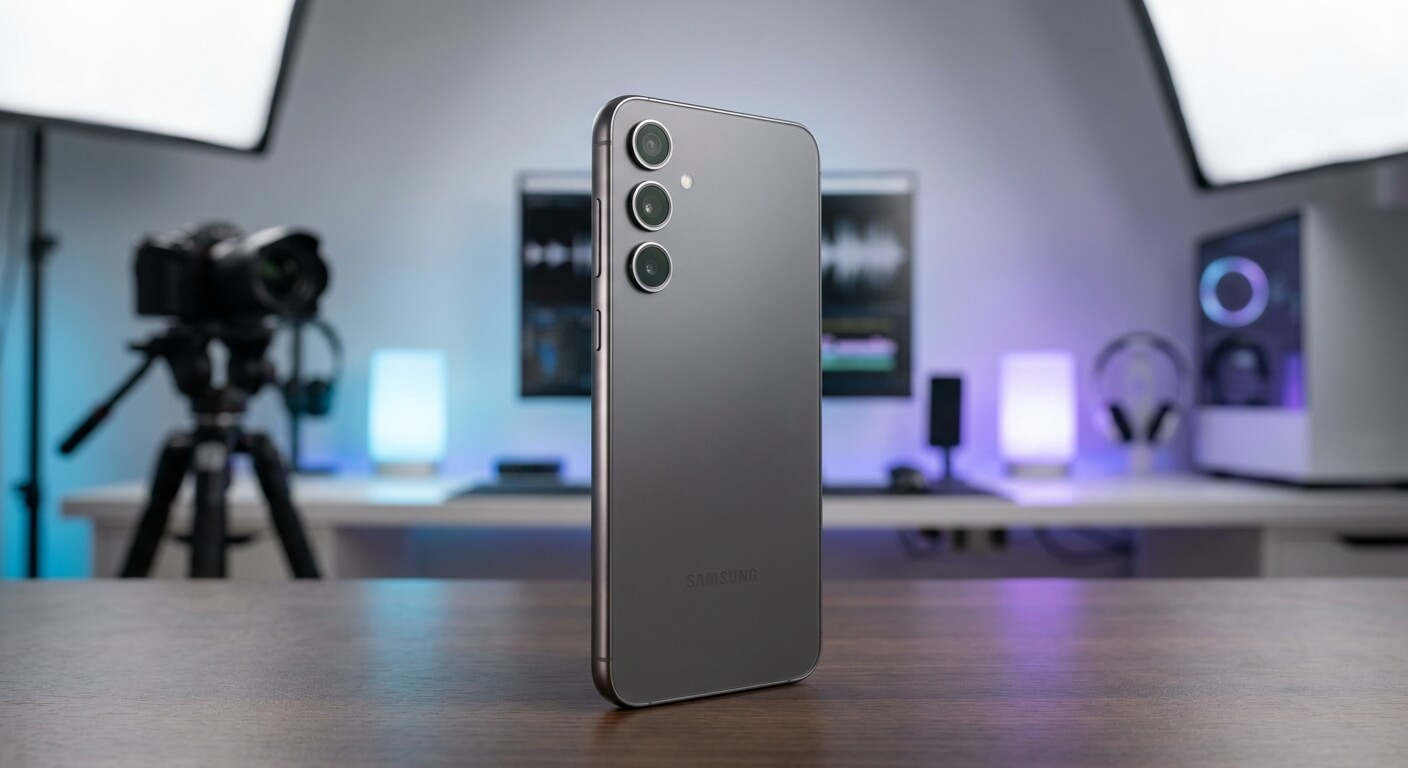 Bannière promotionnelle du Samsung Galaxy S24 FE mettant en avant ses capacités