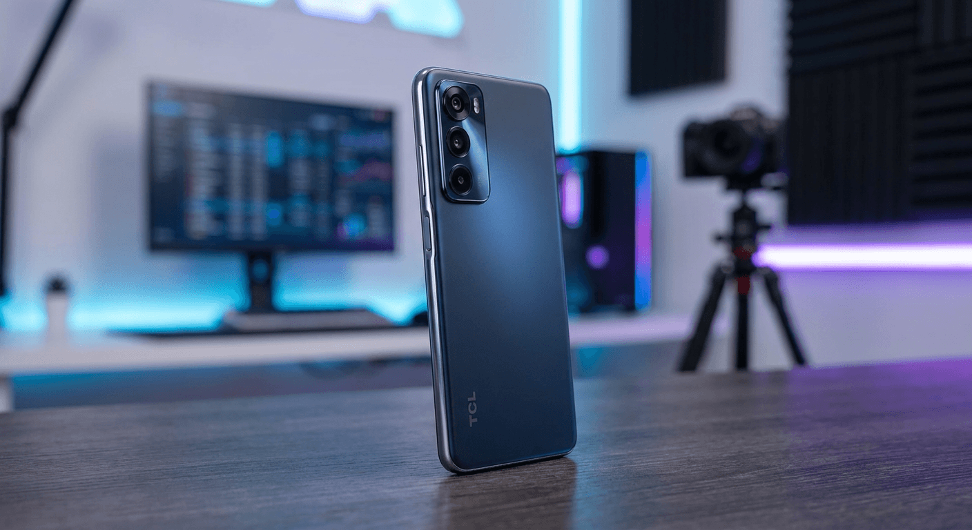 Bannière promotionnelle pour le TCL 50 5G en version noir 128Go
