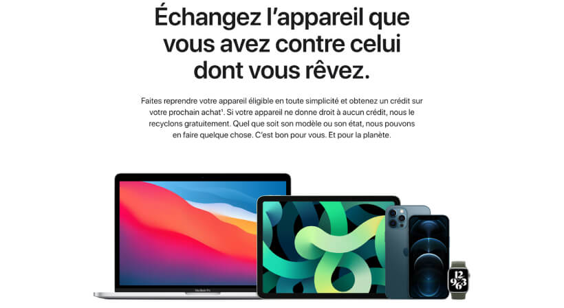 Page de la reprise par Apple