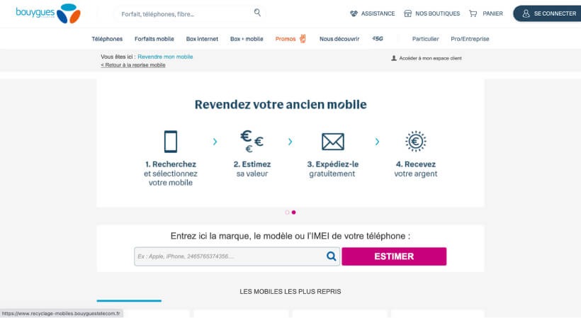 Page de la reprise par Bouygues Telecom