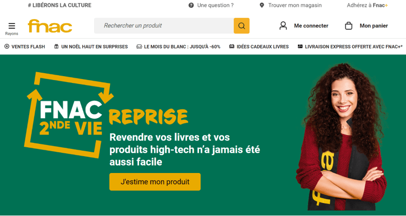 Page de la reprise par Fnac