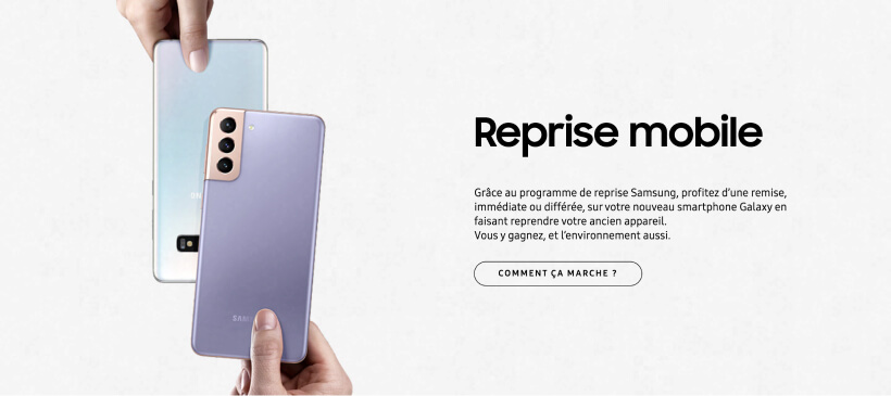 Page de la reprise par Samsung