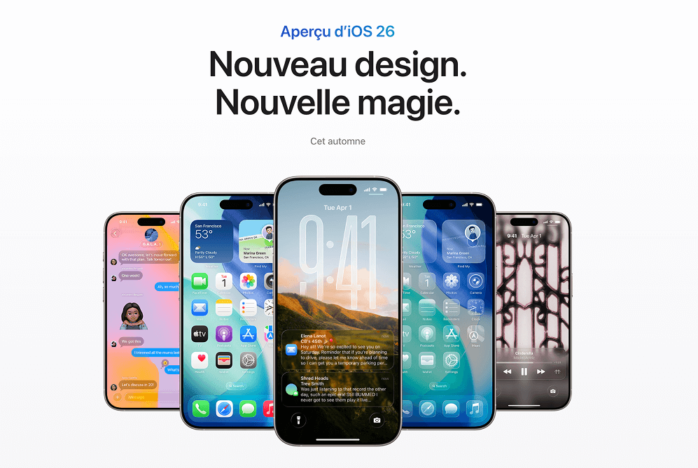 Présentation de l'iOS 26 sur le site d'Apple