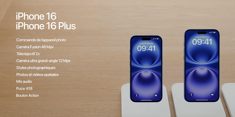 iPhone 16 et iPhone 16 Pro disponibles en reconditionné.