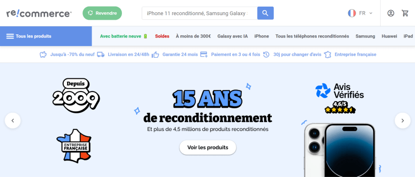 Page d'accueil du site Recommerce.com