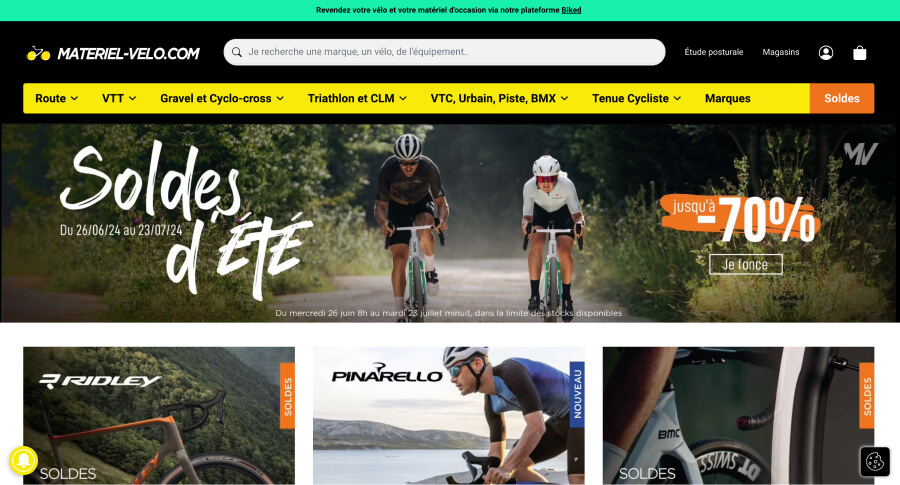 Page d'accueil de Materiel-velo.com